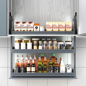 Customizable Good Elevate Electrical Kitchen Cupboard with 3-Tier Computerized Storage Basket for Wholesalers