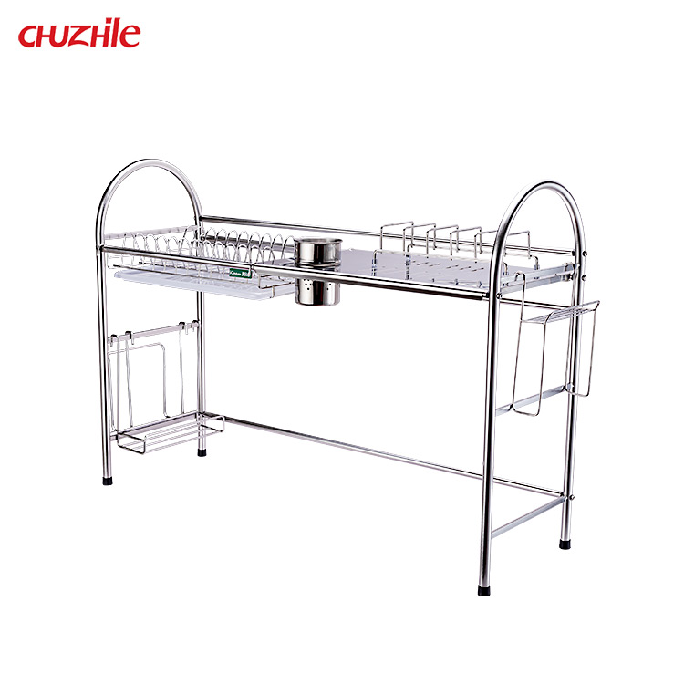 Folding Dish Rack - Chrome Iron Kitchen Organizer for Plates