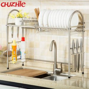 Folding Dish Rack – Chrome Iron Kitchen Organizer for Plates