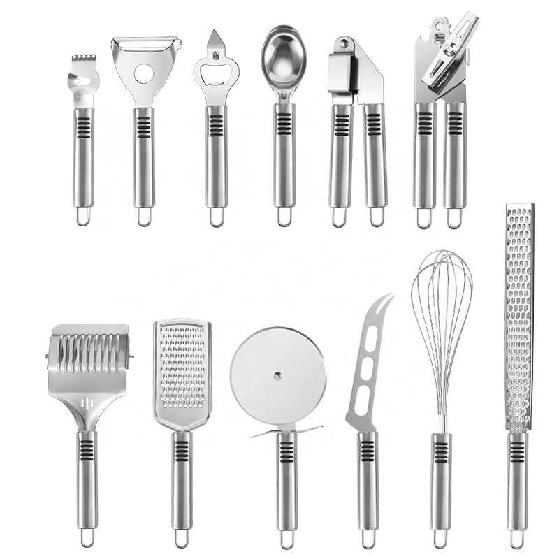 Mingxiang 12-Piece Reusable Stainless Metal Kitchen Utensil Set with Cooking Instruments for Fruits and Greens